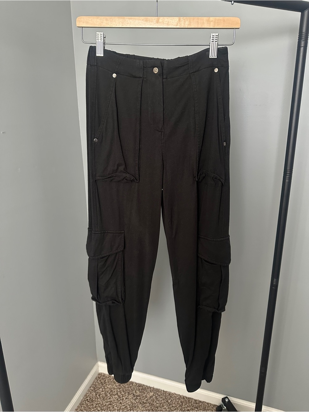 AllSaints Black Cargo Jogger Pants